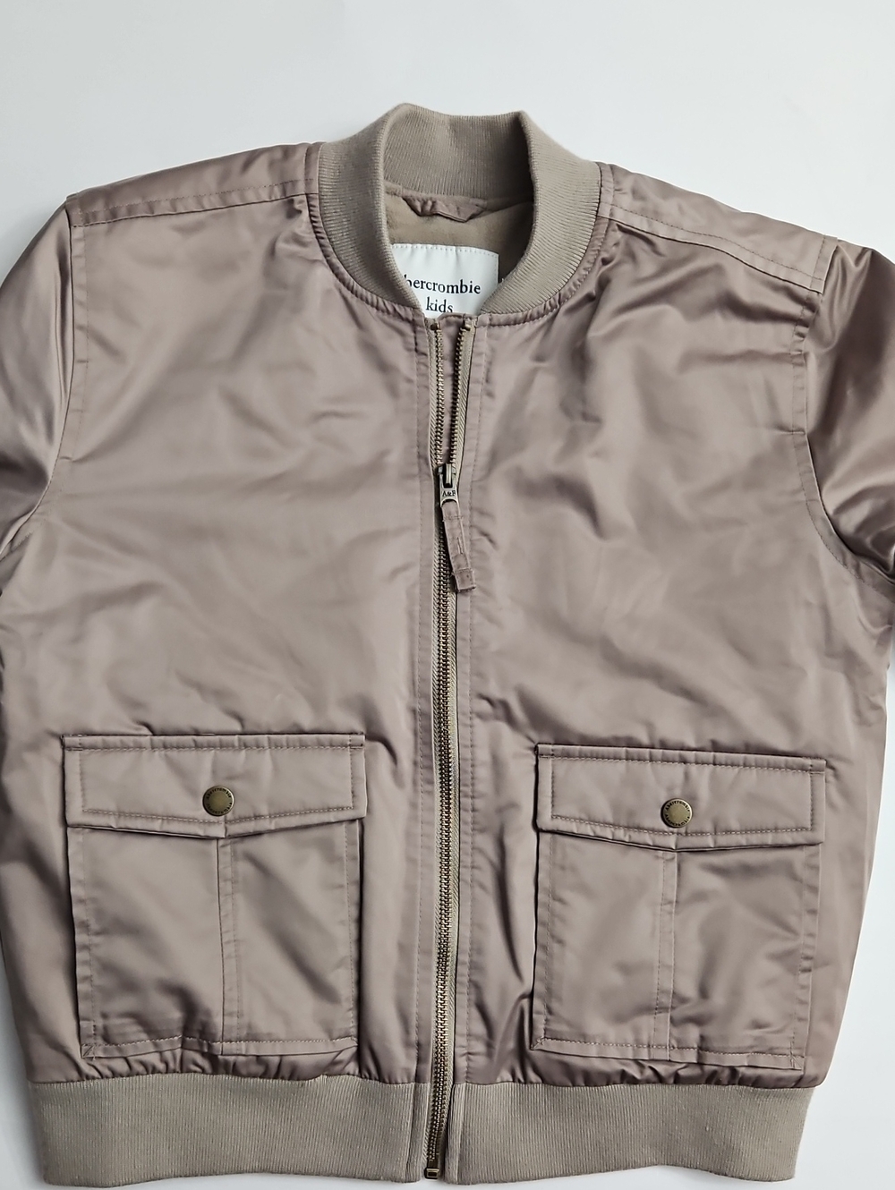abercrombie kids dusty taupe bomber jacket